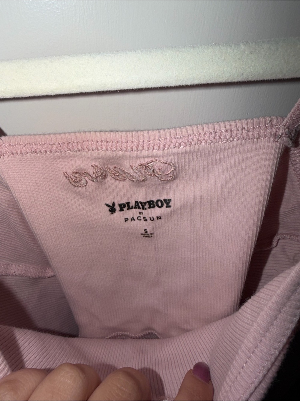 PLAYBOY Light Pink Ribbed Crop Tank - Picture 3 of 6